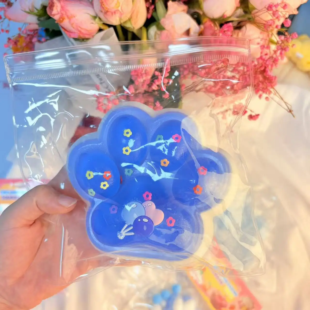 Cute Cat Paw Soft  Toy,  Squishy Toy with Shiny Confetti & Heart Details, Mixed Gentle Colors, Ideal for Easter Egg Basket Fille view 6