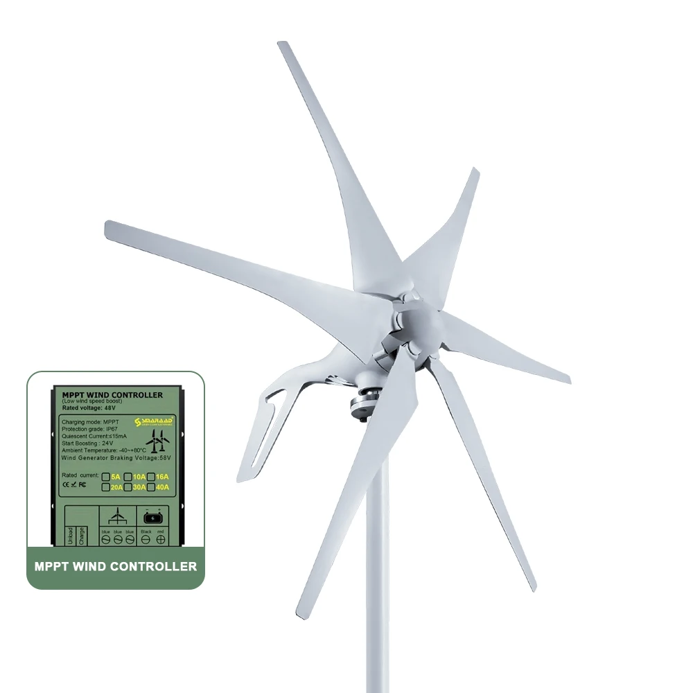 ديديطو-توربين رياح صغير للمنزل ، مولد رياح ، 6 شفرات مع وحدة تحكم شحن MPPT ، شحن من المملكة العربية السعودية ، W ، 12 فولت ، 24 فولت ، 48 فولت #2