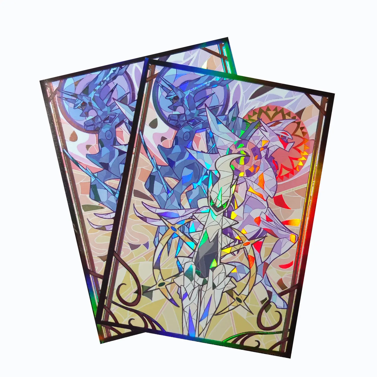 60PCS 66x91mm Trading Cards Protector Holographic Animation PTCG Card Sleeves TCG Shield Laser Card Deck Cover Standard Size