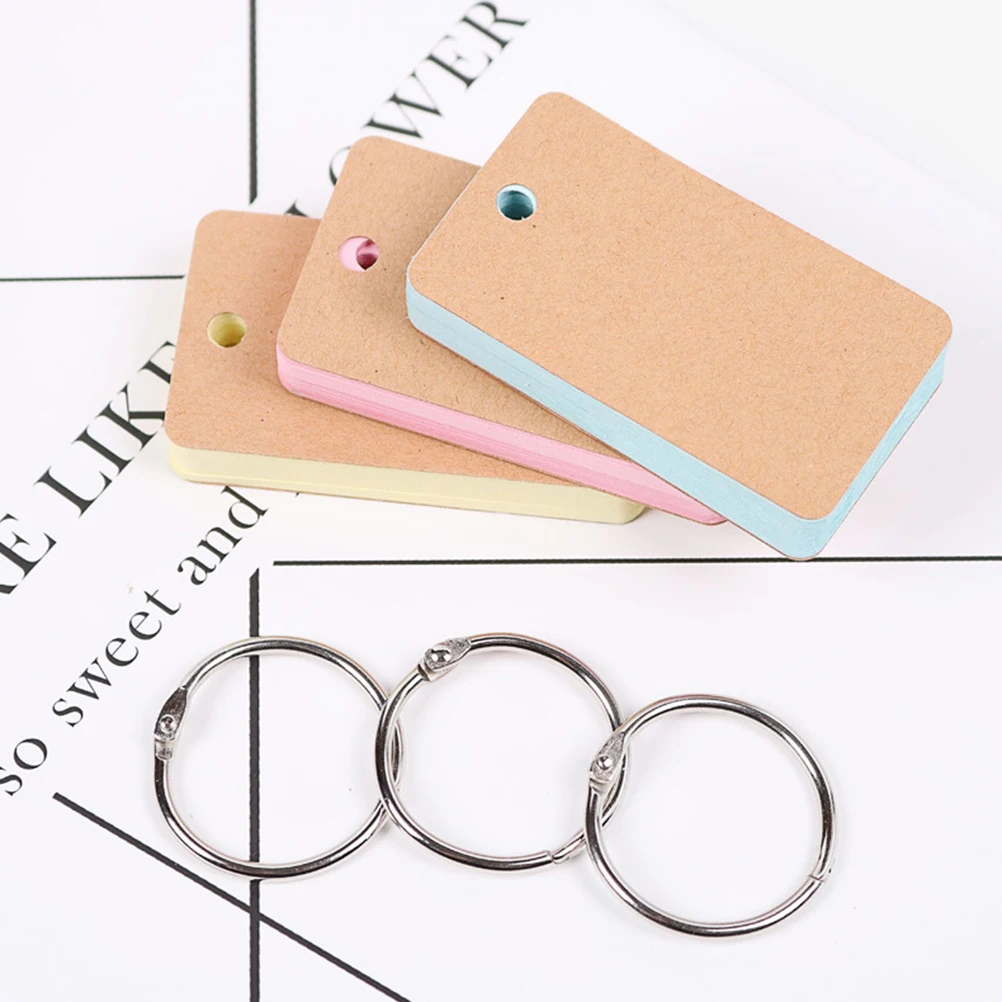 

6Pcs Ring Loose-Leaf Notepad Portable DIY Study Word Cards Small Size Easy to Use Random Color Portable Notepads