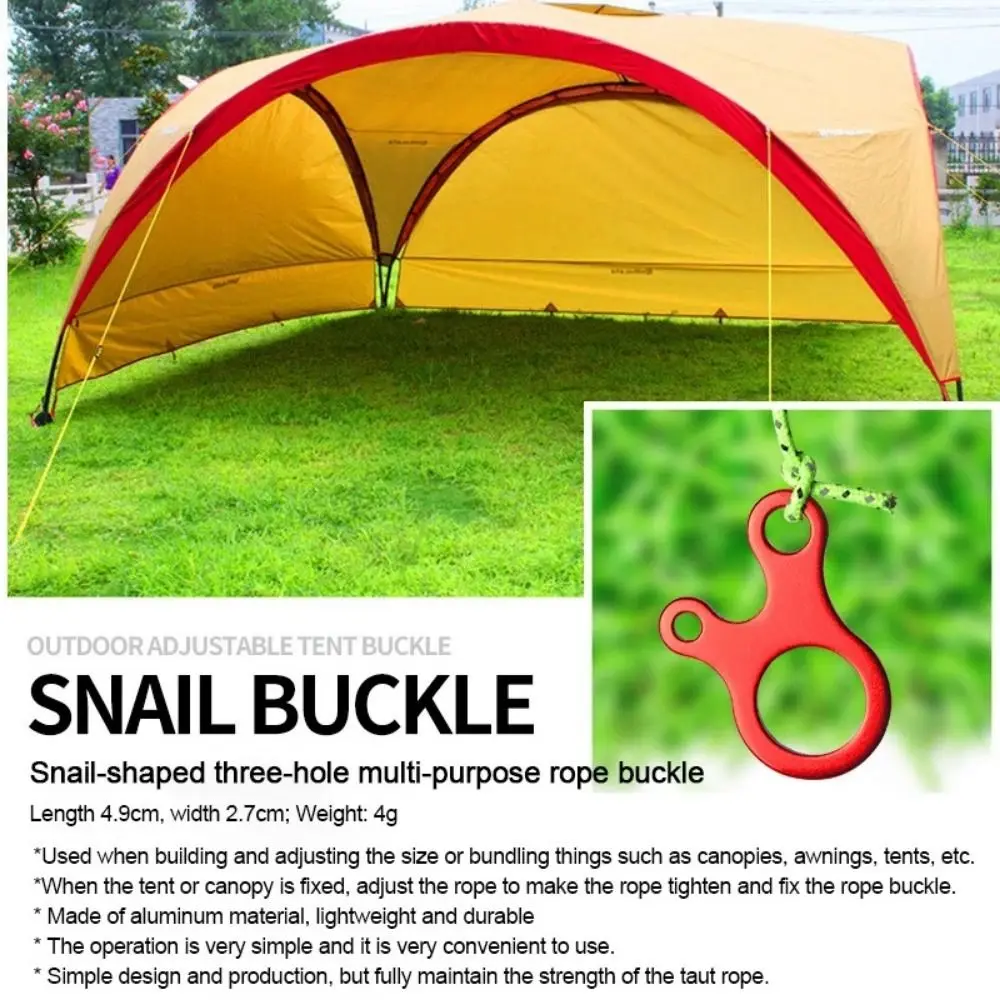

5pcs 3 Hole Camping Tent Cord Buckle Adjustable Snail Shape Tent Rope Buckles Wind Rope Buckle Fixing Buckle Tent Cord Buckle