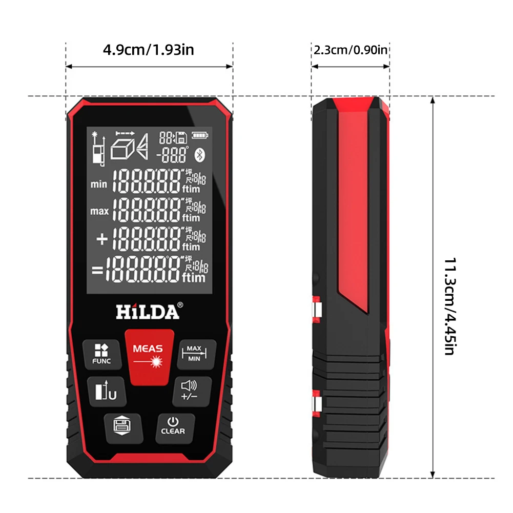 HILDA 100/120M Laser Rangefinder Distance Meter Finder Building Measure Ruler Laser Tape Range Device Rulerfinder Build Measure