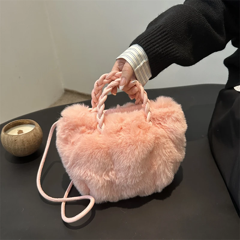 

Scione Autumn and Winter Women's Crossbody Shoulder Bag Elegant Plush Pumpkin Fashion Clouds Temperament Pleated Handbag Clutch