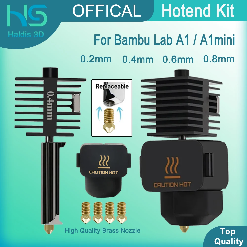 

Hotend Kit for Bambu Lab A1/A1 Mini Fast Speed Hot End Assembly 0.2/0.4/0.6/0.8mm Hardened Steel Brass Nozzle 3D Printer Part