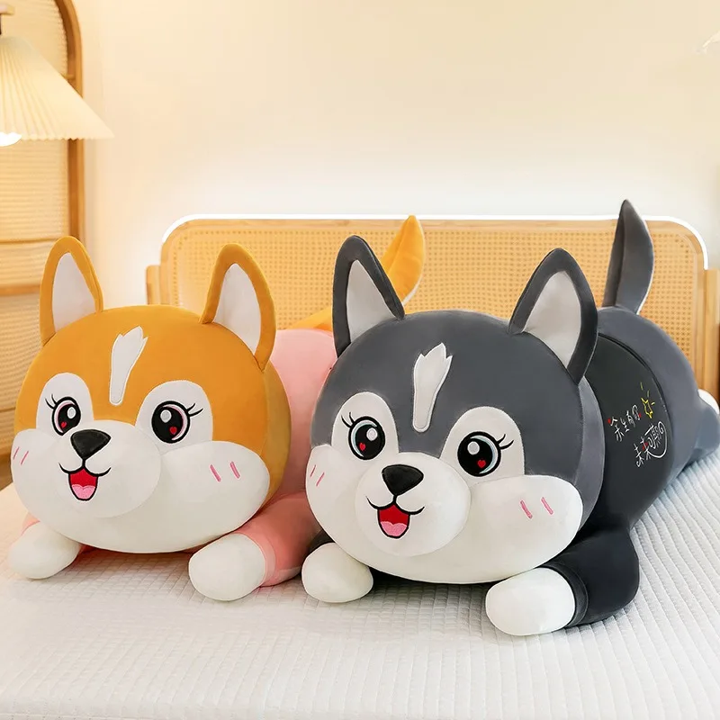 

Kawaii Husky плюшевая игрушка, длинная подушка, мягкая кукла для детей, подарок на день рождения, мягкий приятный плюшевый компаньон для сна, идеально подходит для детей