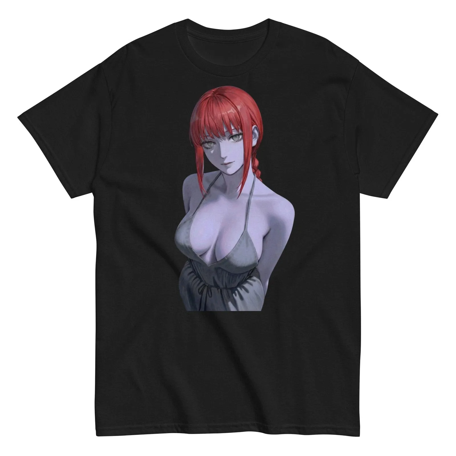 Classic Makima Chainsaw Man Anime Control Devil Gray Dress Graphic T-Shirt Cotton Men Women Streetwear Tee
