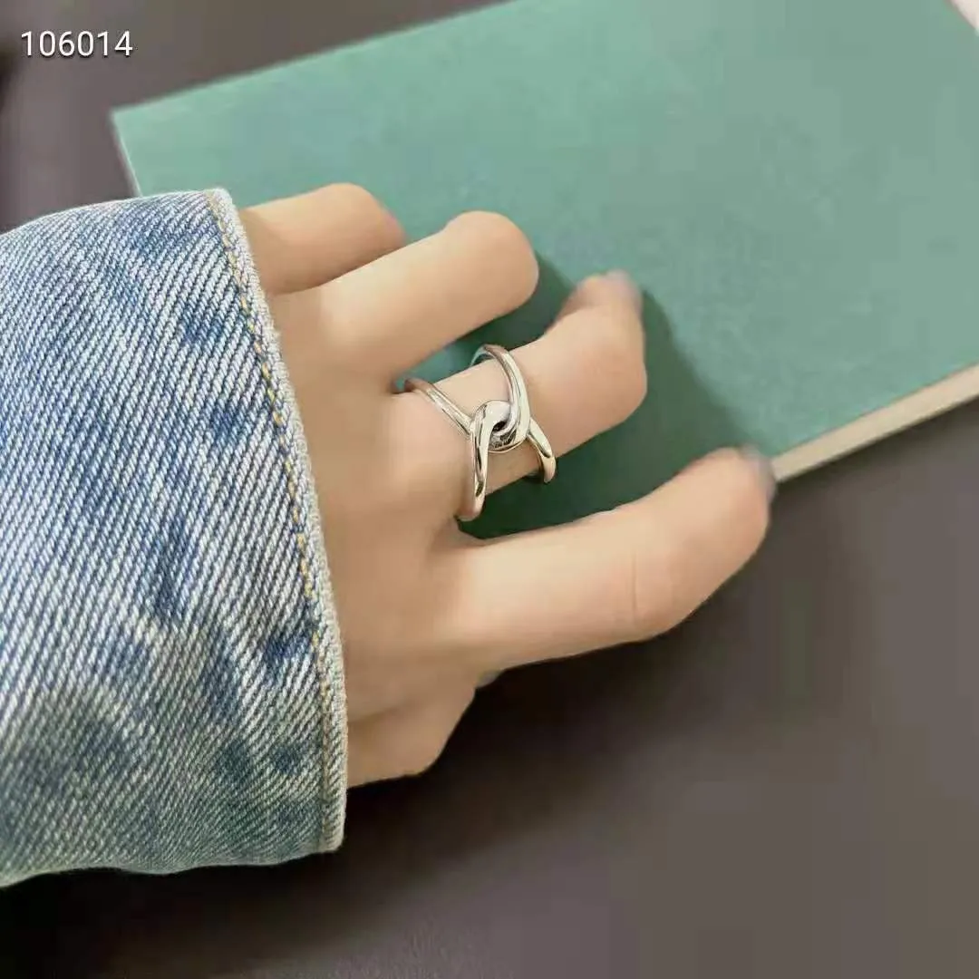 Youth popular jewelry, sterling silver double-layer cross opening ring, women's Korean version, fashionable glossy simple temper