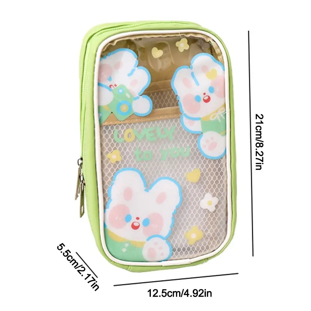 Gift Transparant Pencil Case PVC Waterproof Large Capacity Students Stationery Case Zipper Pen Bag Stationery