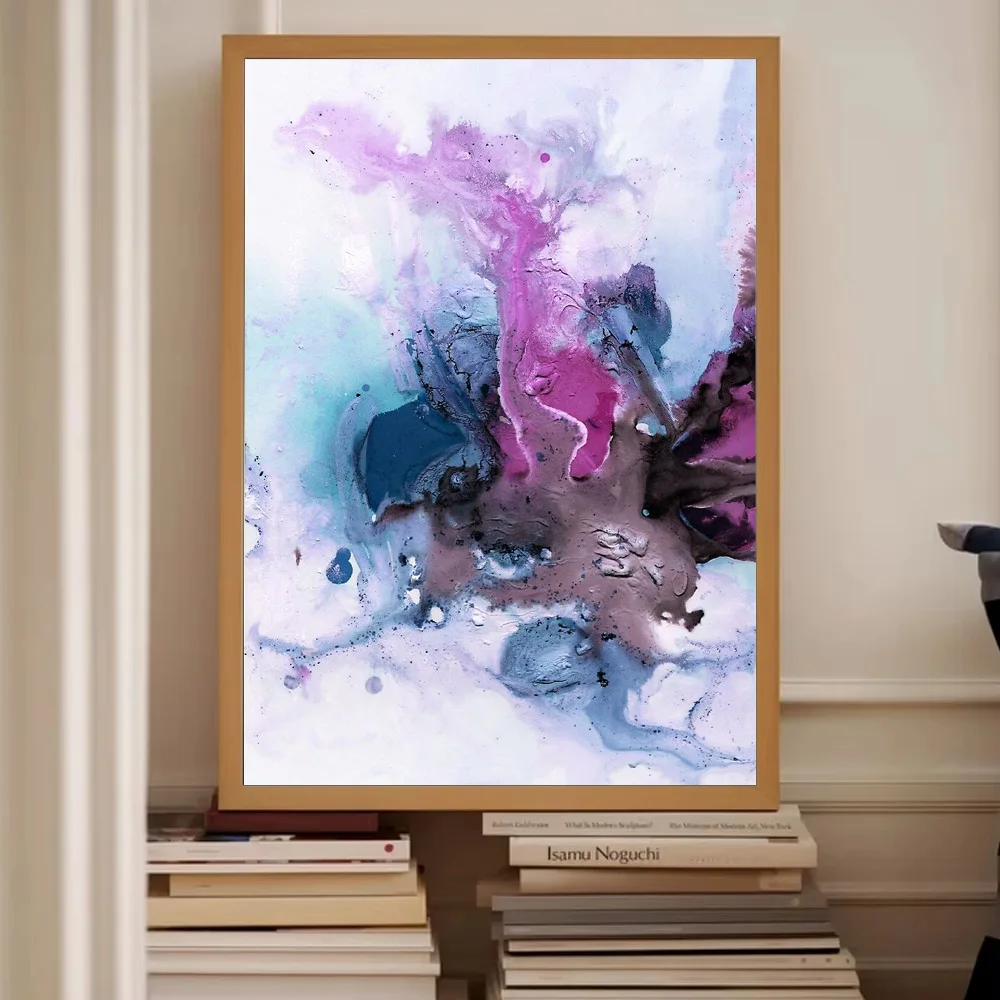 مجردة قماش جدار الفن الحديث الأزرق الأرجواني اللوحة محكم السائل ديكور فني للمنزل طباعة كبيرة العمل الفني المعاصر #2