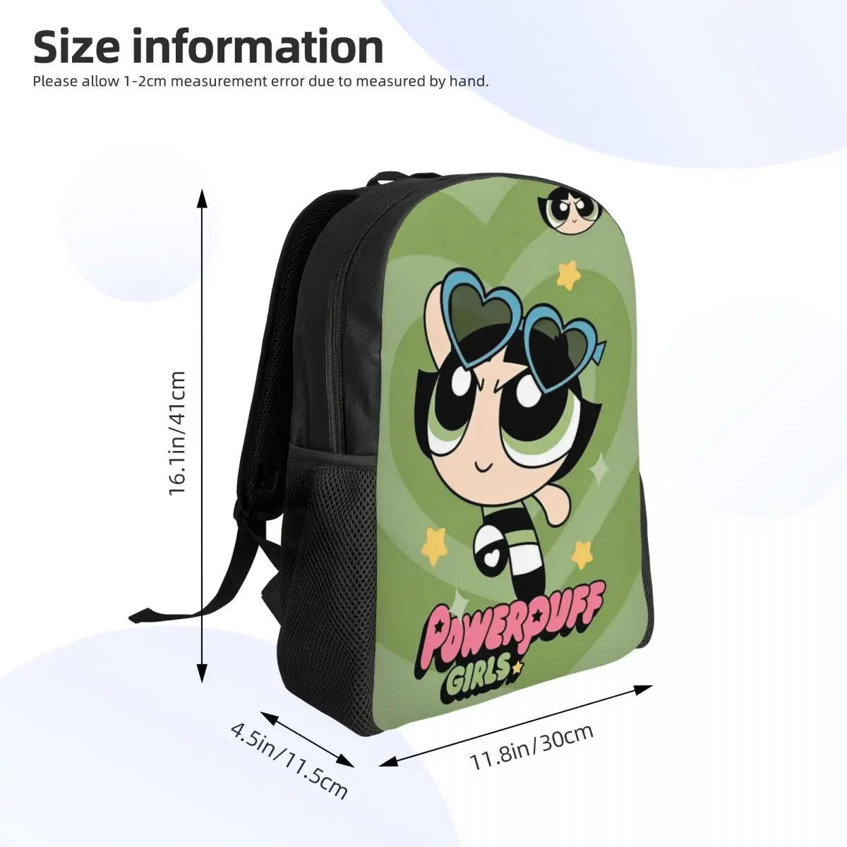 حقيبة ظهر كارتونية لطيفة للفتيات من P-Powerpuff للرجال والنساء المراهقات والأعمال التجارية Daypack حقائب من القماش الكتاني هدية #2