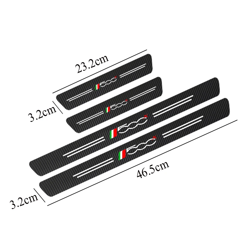 2/4 Pcs Carbon Fiber Car Door Sill Sticker For 500 500l punto tipo panda BRAVO Abarth 595 Auto Accessories