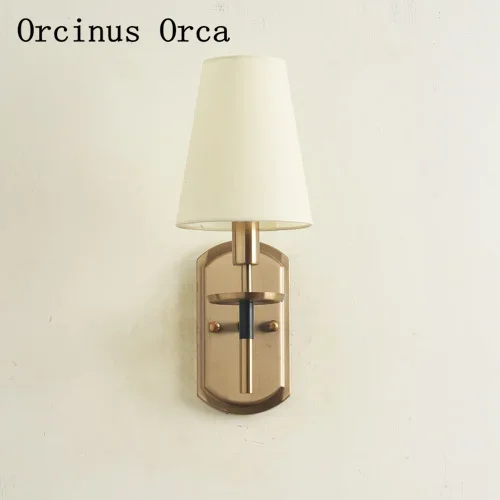 American simple white wall lamp living room corridor bedside lamp Nordic modern creative LED cloth wall lamp free shipping image 5