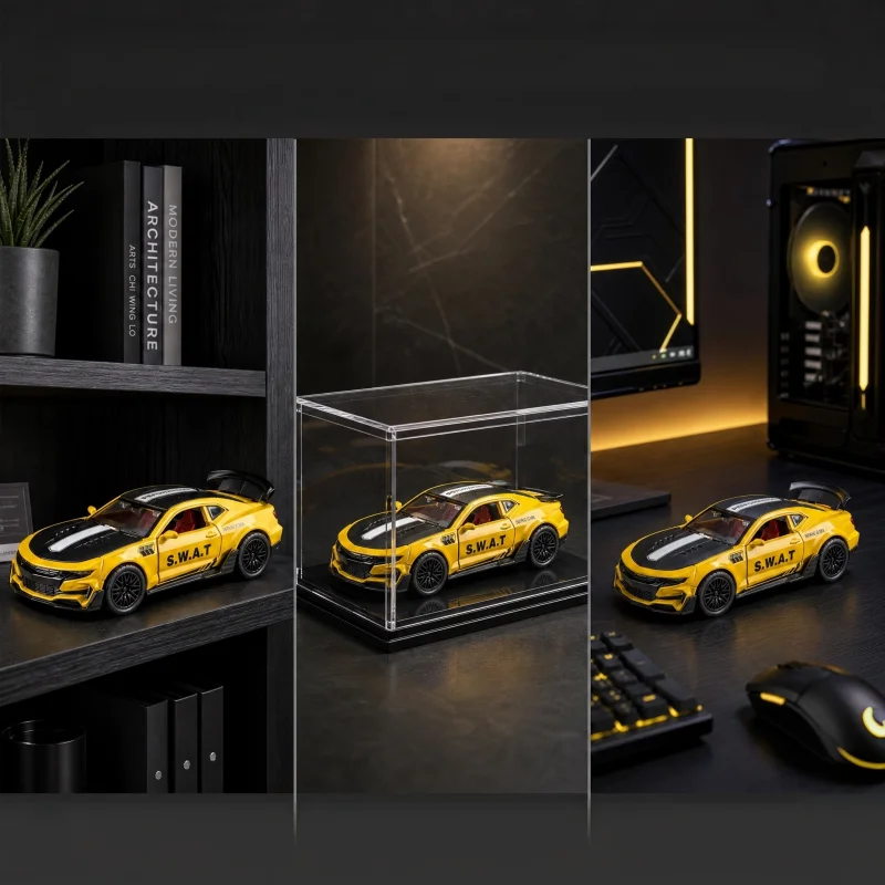 1:36 alloy car model, can pull back alloy sports car, with openable car door, large rear wing, collectible toy - view 3