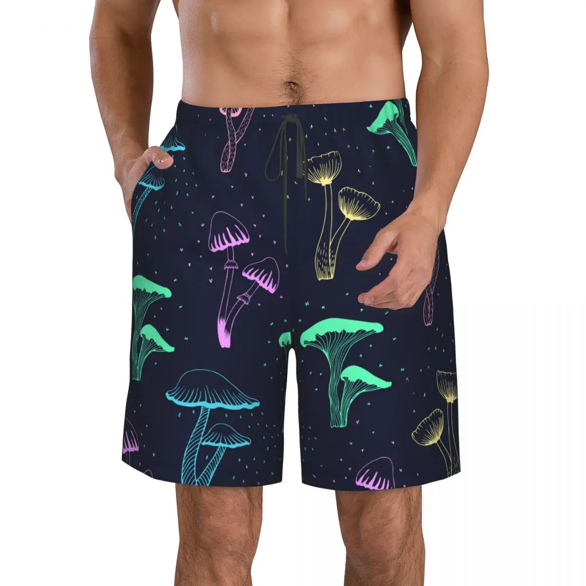 Mens Swimwear Swim Short Trunk Neon Mushrooms Beach Board Shorts Swimming Surffing shorts