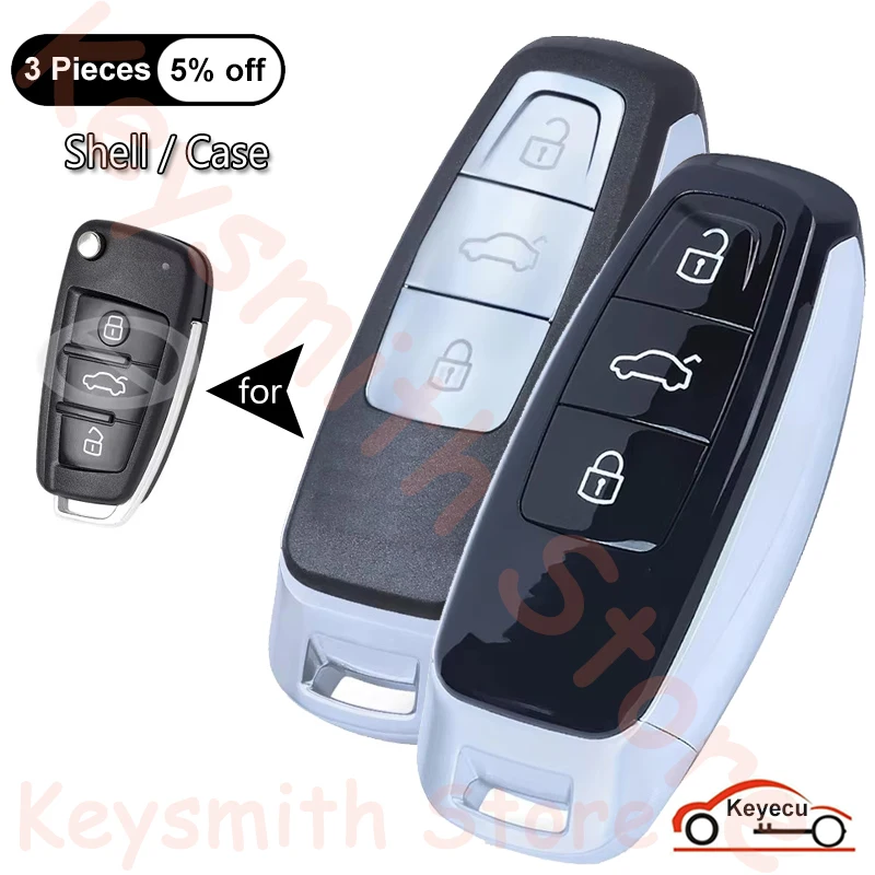 

KEYECU Paint Case for Audi A3 A4 A6 A8 Q2 Q3 Q5 Q7 R3 RS3 RS5 TT Modified Remote Key Shell Cover for Audi Keyless Go Models
