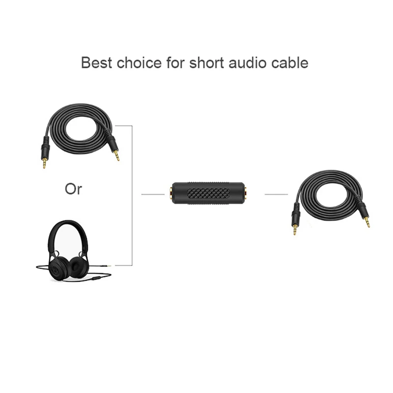 Audio Adapter Connector 3.5mm Female To Female Coupler F/F Extension For Dual Channel Stereo Audio Headphone Jack Cables