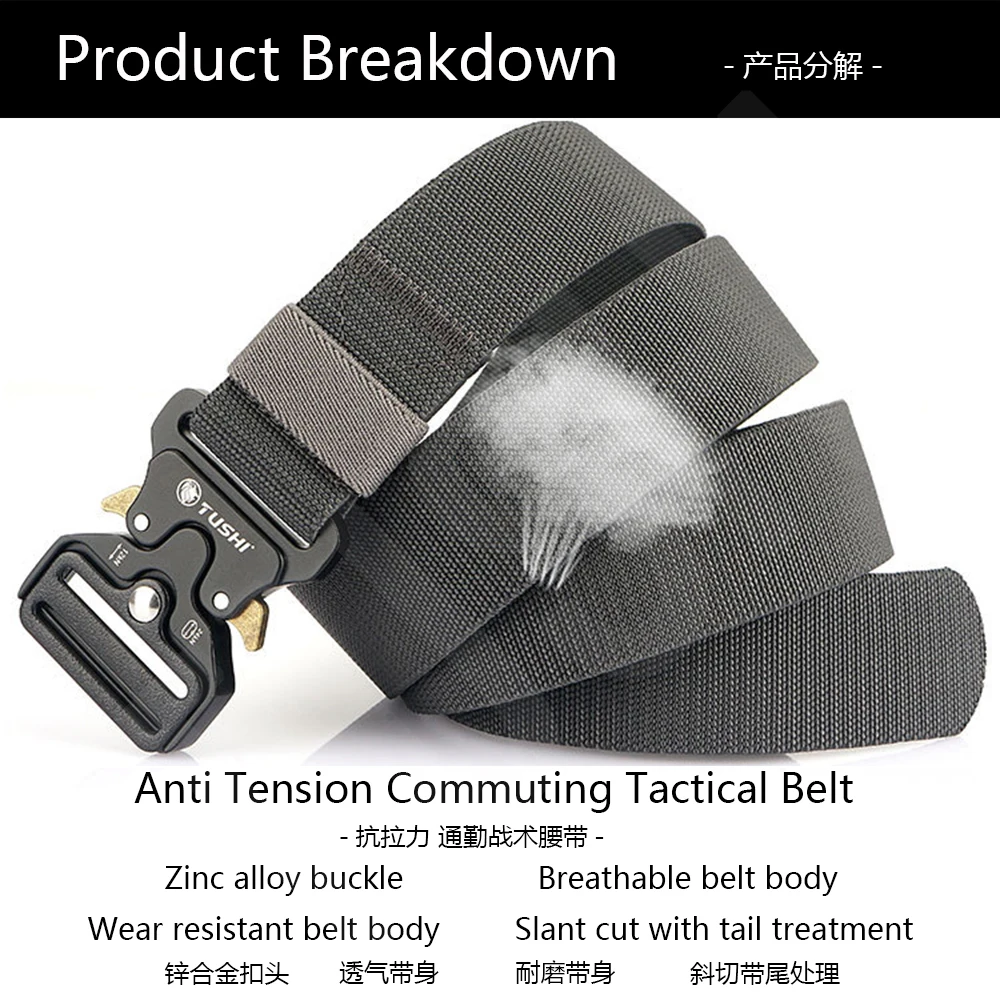 TUSHI Men Army Outdoor Hunting Tactical Multi Function Combat Survival High Quality Marine Corps Canvas For Aluminum Alloy Belt