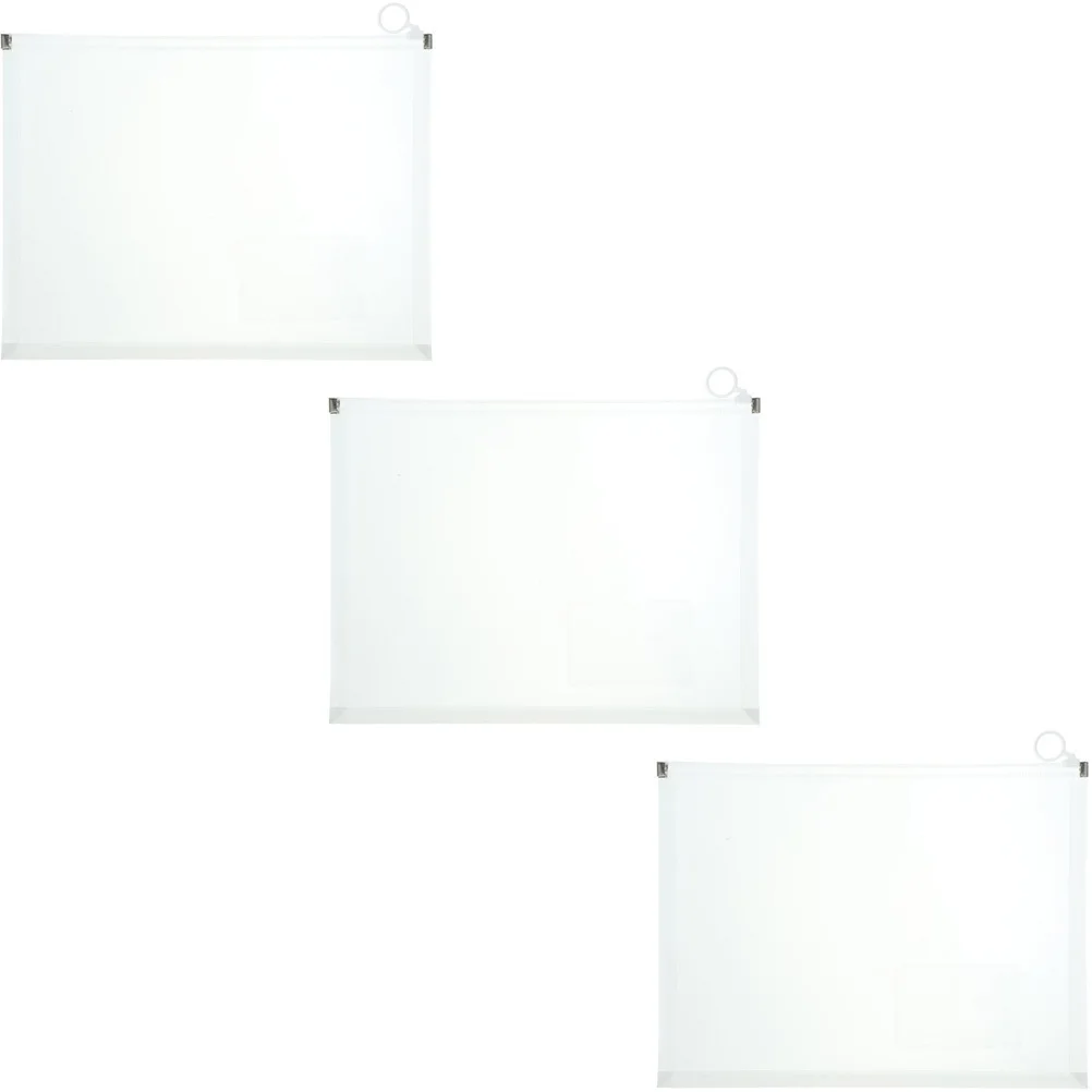 

3pcs A4 Pockets Storage Bags Document Folders Thick Pp Waterproof Transparent Office Supplies Clear File Organizers Document