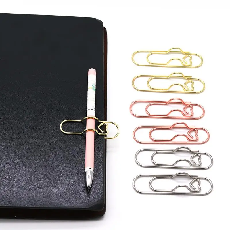 5Pcs Hanging Love Paper Clip Pen Button Notebook Pin Multifunctional Pen Clip Pen Accessories Fixed Seat Pen Clip