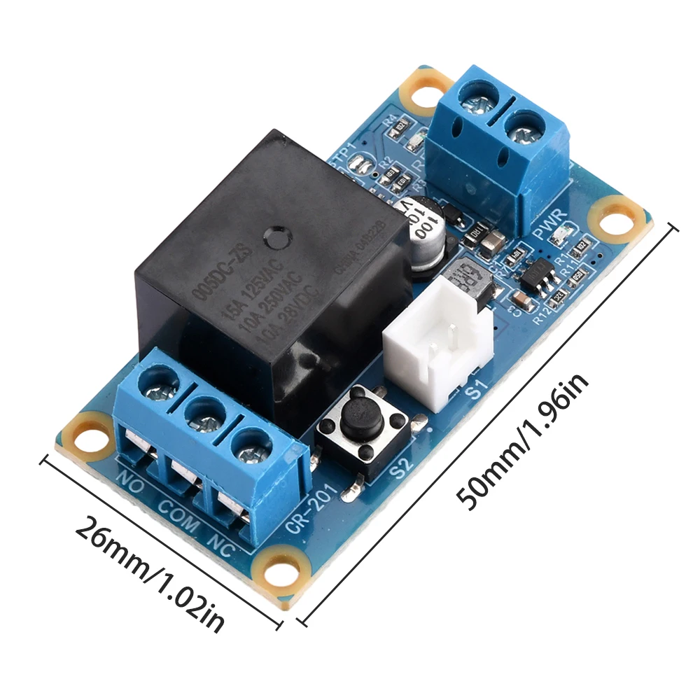 DC5-28V 1 Way Single Key Bistable One Key Start Stop Self Locking Relay Module Microcontroller Controlled Relay 3MM Aperture