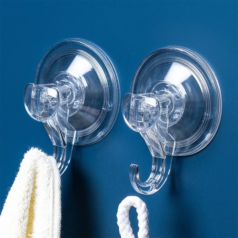 Bathroom tile suction cup hook fully transparent reusable scratch free adhesive hook strong vacuum transparent suction cup hook