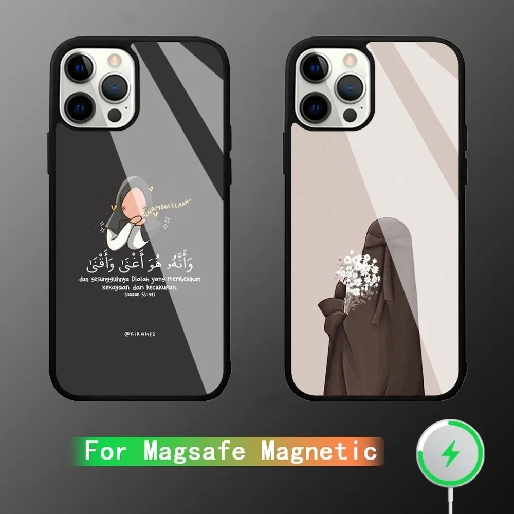 Projecan Muslim Surah Ikhlas Islamic Quotes Magesafe Magnetic Wireless Charge Case For iPhone 11,12,13,14,15,Pro Max Plus Mini