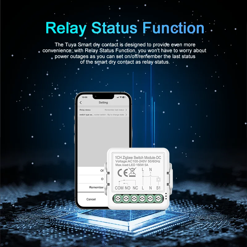 Smart Dry Contact WiFi&zigbee Switch Module Smart Home DIY Breaker Relay DC 12/24V AC 100-240V Compatible with Alexa Google Home