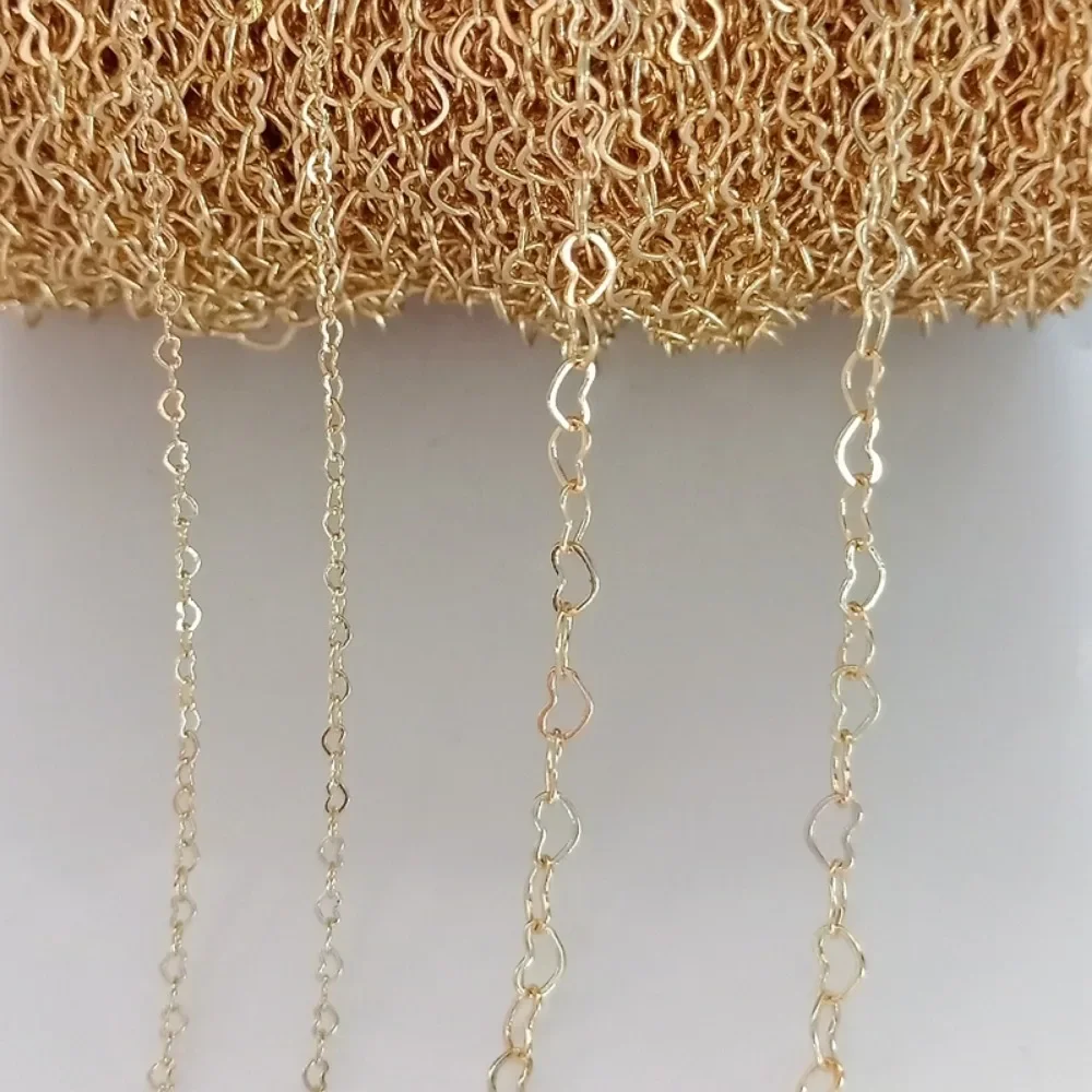 

14K Gold-plated Heart Chain, Heart-shaped Chain, Size and Size DIY Necklace, Bracelet, Extended Chain Head Accessory
