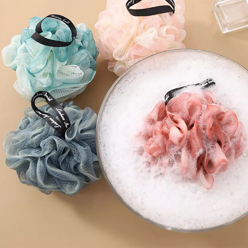 1 قطعة التدرج الوردي لينة كرة استحمام فرك حمام كرة زهرية فرك الأيدي للأطفال الاستحمام فقاعة حمامات فرك كرات