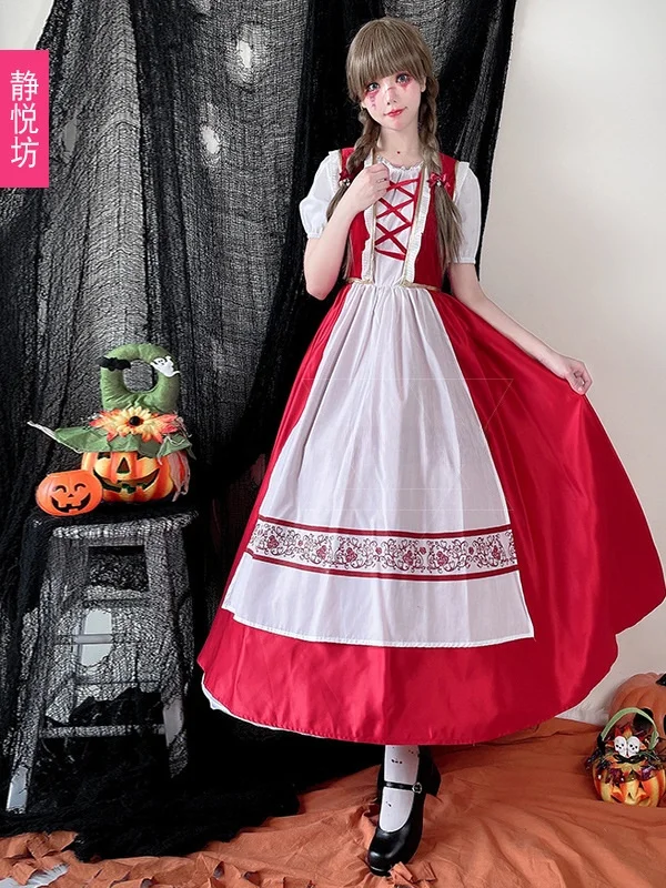 Adult loween Red Hooded Dr with awl Maid Costume Long Cisas Dr Chinese Production Ladies Ethnic Stage Costume