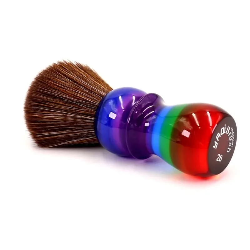 YAQI Rainbow Brown 26MM Synthetic Hair Mens Shaving Brushes Portable Travel Beard Care Brush Provide Precise Shaving For Male