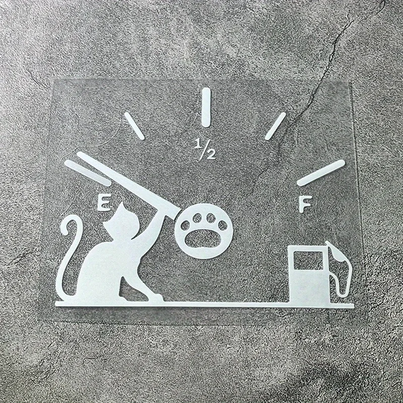 1PC Funny Cat Fuel Gauge Vinyl Sticker, Waterproof UV Resistant Decal for Car Fuel Cap Scratch Cover Decor, Holiday Gift