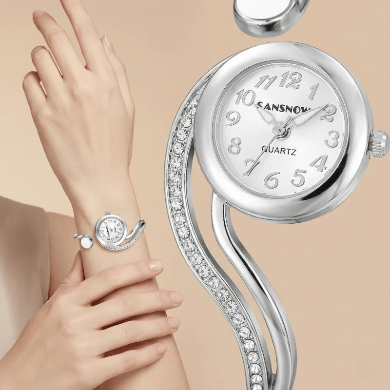 

Роскошные женские часы, элегантные серебристо-золотые часы с браслетом из нержавеющей стали, модные женские кварцевые часы со стразами, Reloj Mujer