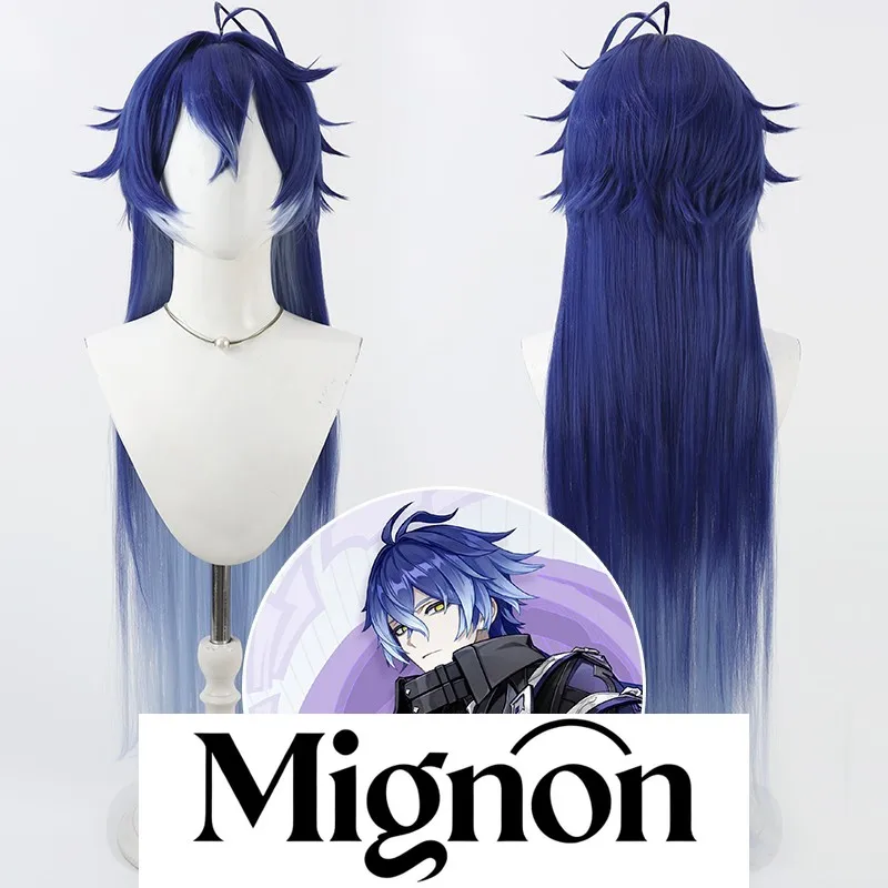 Mignon Genshin Impact Flins شعر مستعار كوسبلاي مصباح غريب فانتوم أزرق عميق متدرج