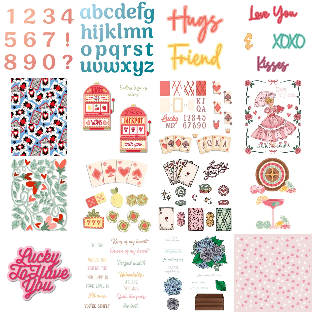 

Love Word Flower Collection Cutting Dies Clear Stamps Stencil Hot Foil DIY Greeting Card Scrapbooking 2025 New Spring Valentine