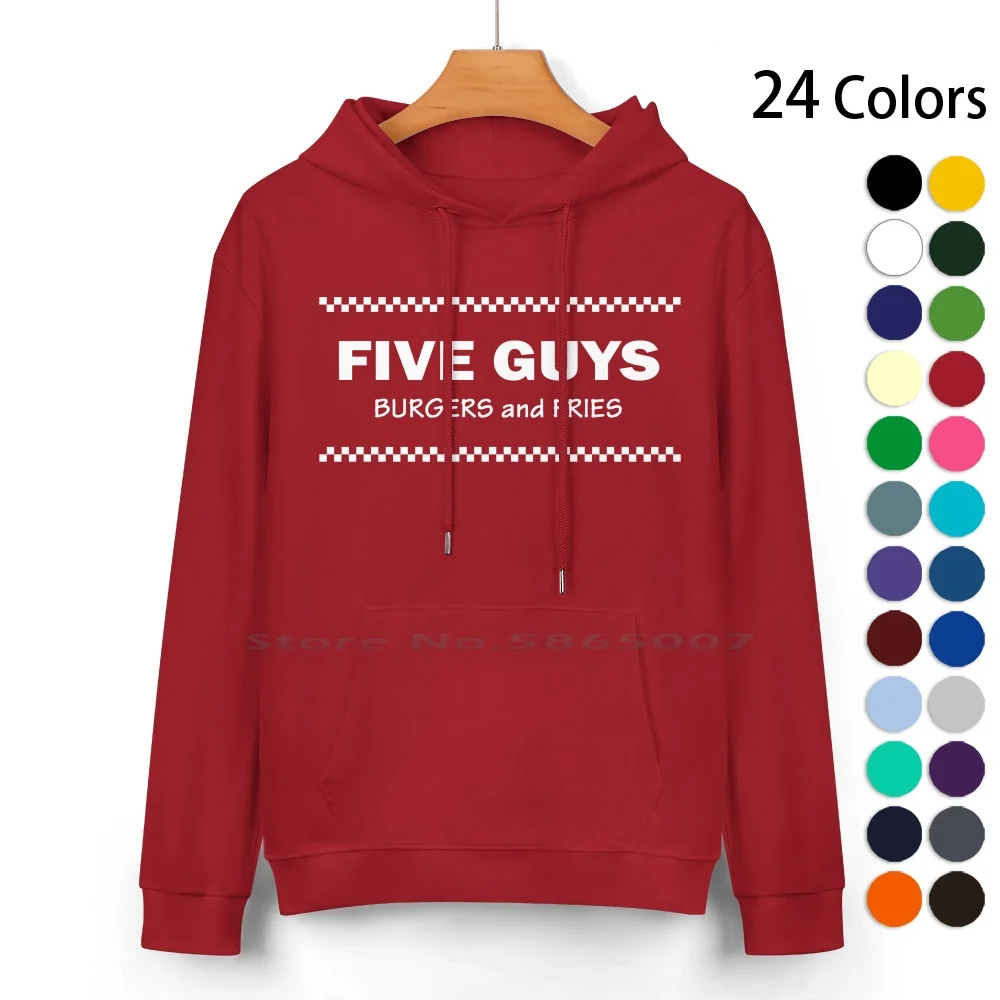 Five Guys Burgers And Fries Pure Cotton Hoodie Sweater 24 Colors Five Guys Burgers And Fries Restaurant Fast Food Shake