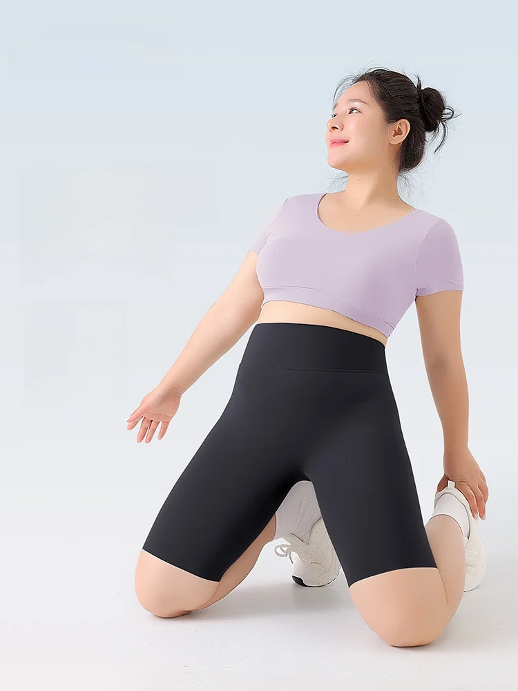 

plus Size Five-Quarter arkskin Yoga Pants Women's Summer Thin Outerwear Comfortable No Embarrassing Lines Flexible Faion