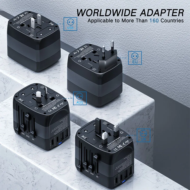 Imagem -04 - Plugue Universal Viagem Todos os Adaptadores Carregador com ue Eua Reino Unido Plugue au tipo c Adaptador de Carregamento Soquete 2023