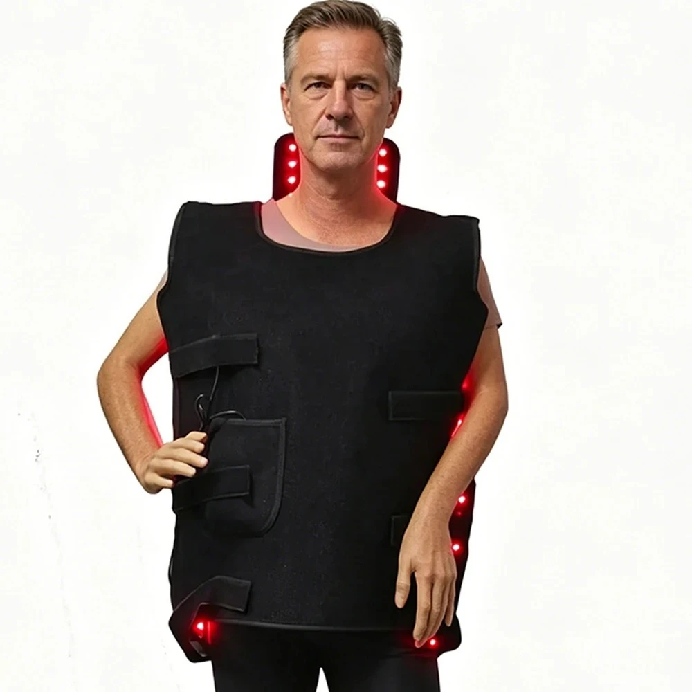 Red Light Therapy Vest for Back,Shoulder,Abdomen 660nm&850nm Infrared Light Therapy Pad Wearable Wrap Pain Relief Device