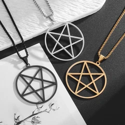 Stainless Steel Retro Religious Witchcraft Pentagram Pendant Necklace Men Women Fashion Lucky Jewelry