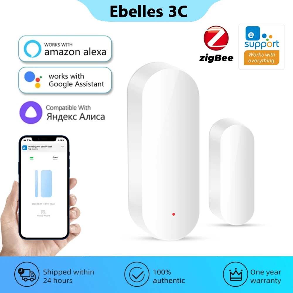 sensor zigbee de porta e janela smart home security protecao porta aberta detector fechado yandex alice alexa google ewelink app 01