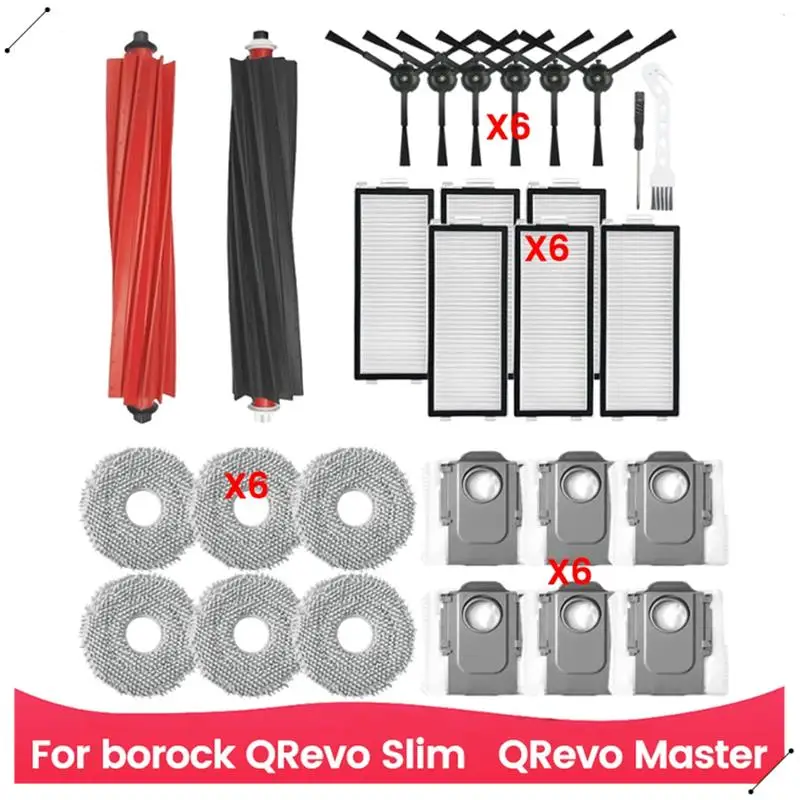 For Roborock Qrevo Slim, Qrevo Master Vacuum Cleaner Accessories Main Brush Filter Mop Cloth Dust Bag Replacement Parts