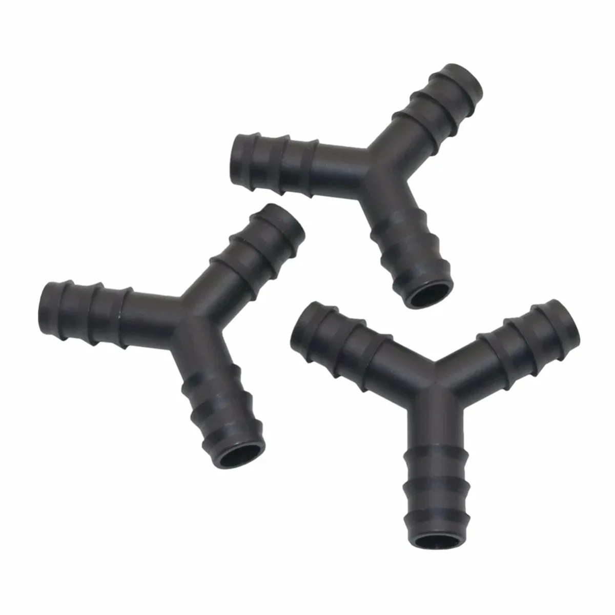 Black Barbed 3-Way Water Splitter DN16mm Y-Shape Connector 4/7mm Hose Joint Garden Irrigation Greenhouse Pipe Fittings 20/100Pcs