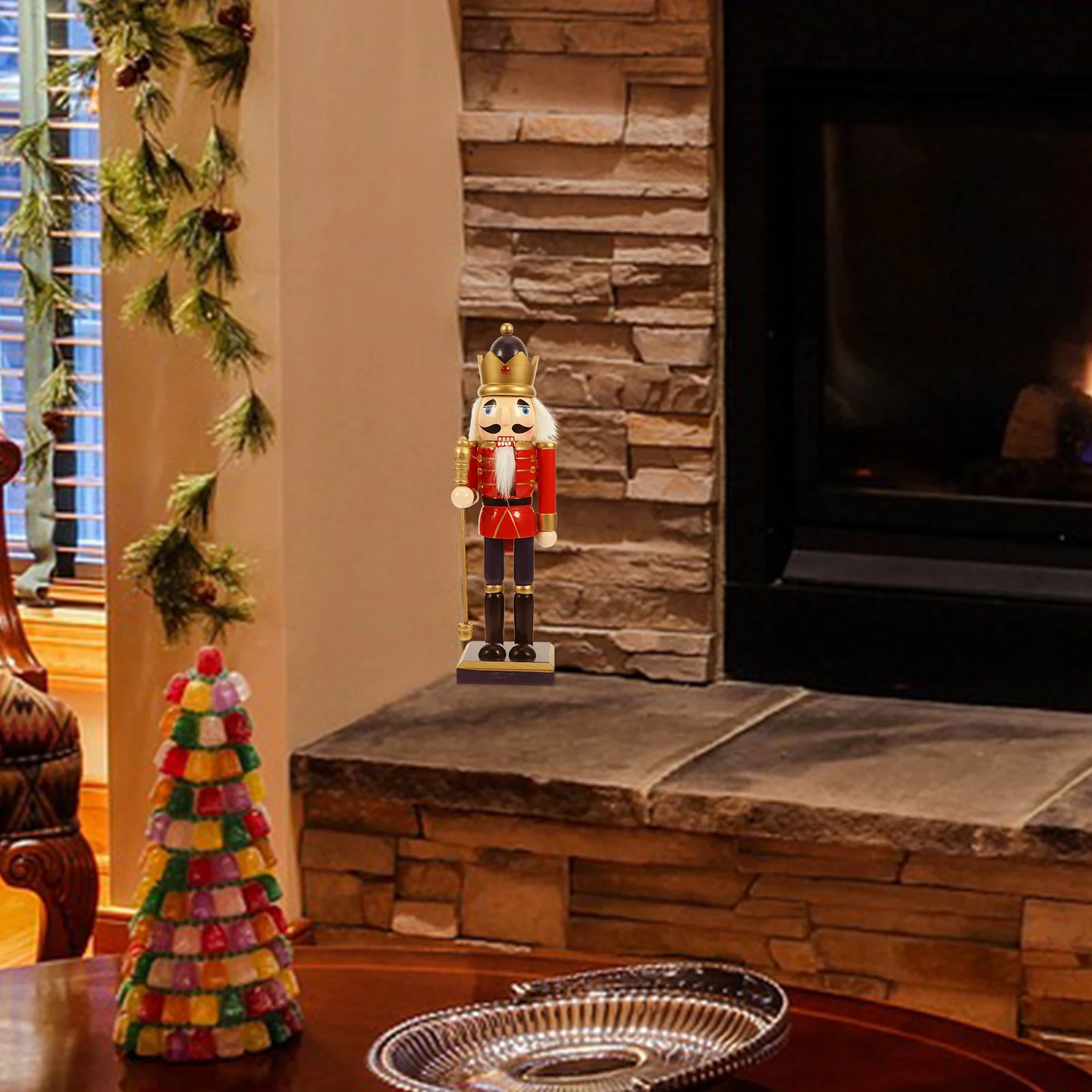 

Realistic Wooden Soldier Statue Colorful Hand Painted Nutcracker Decor Christmas Gift Xmas Table Ornament Desktop Craft