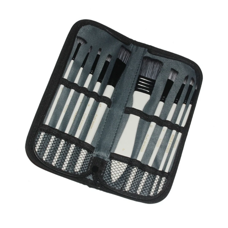 Pincel pintura profesional para 10 Uds. Con estuche almacenamiento, pincel acuarela para óleo, acrílico,