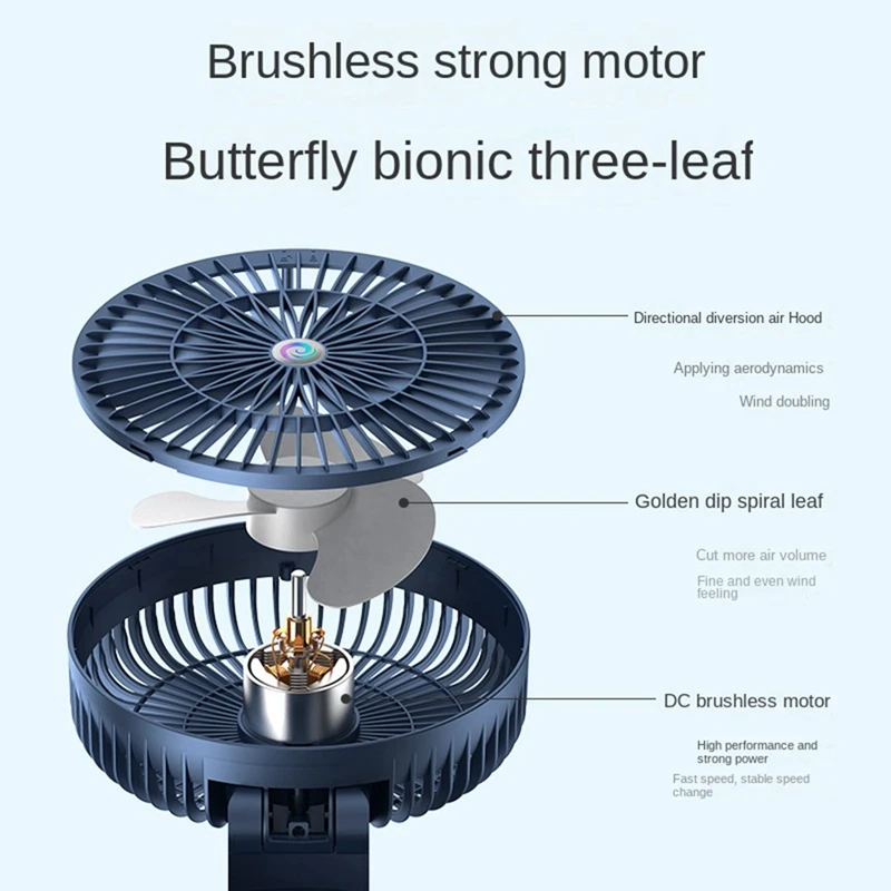 مروحة مثبتة على الحائط شحن USB فائقة الهدوء 3 سرعات خفيفة، مروحة توزيع هواء محمولة ABS، أبيض