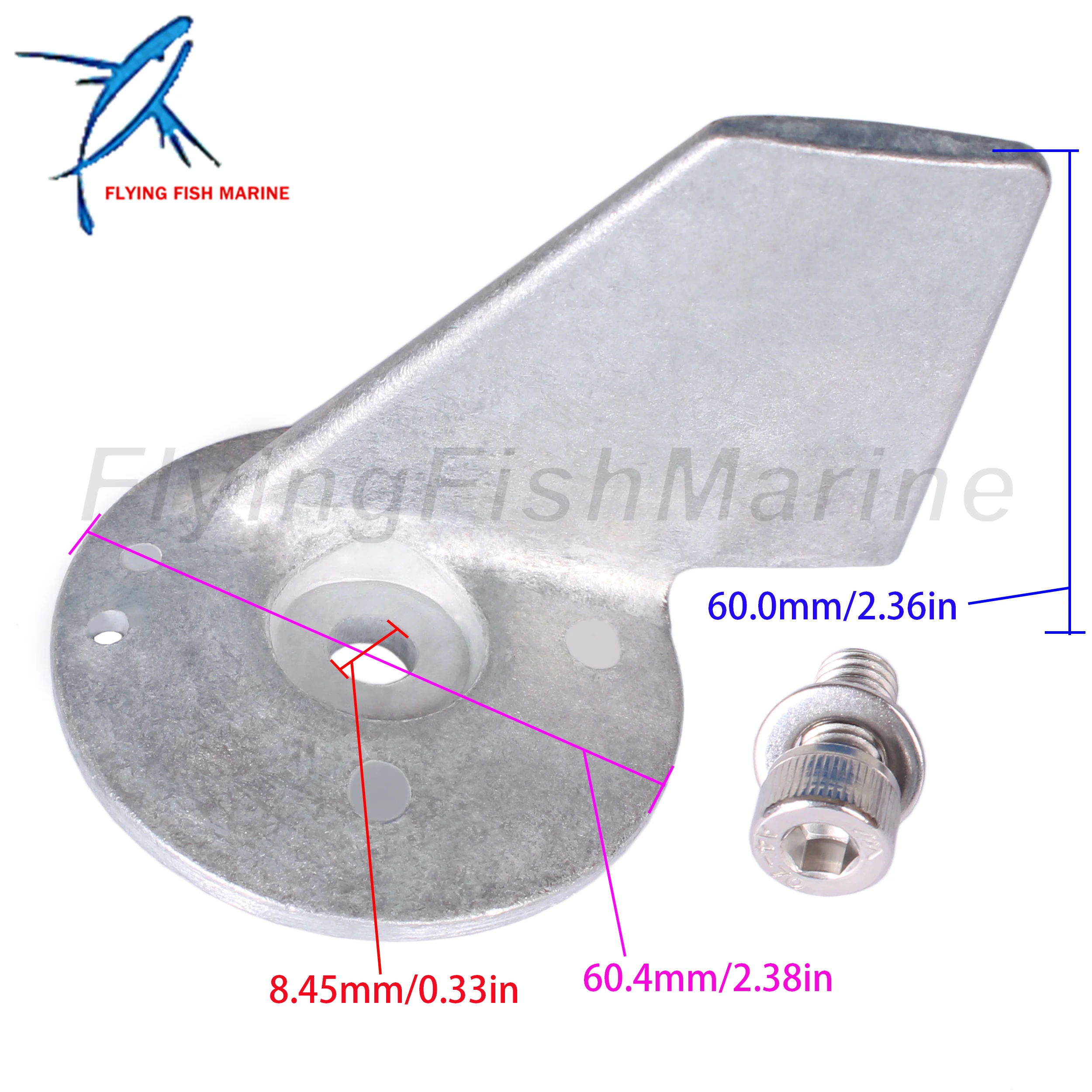 Boat Engine 55125-95500 Trim Tab Anode with Bolt 09117-08037 for Suzuki 40HP-85HP, 5031536 5031215 for Evinrude Johnson BRP OMC