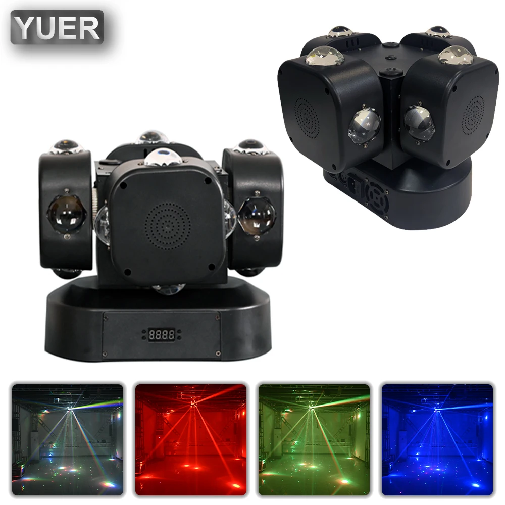 

YUER 4 Head 16X10W RGBW +RG Laser Strobe Beam Effect Moving Head Light For DJ Disco Stage Wedding Music Party Bar Club DMX512