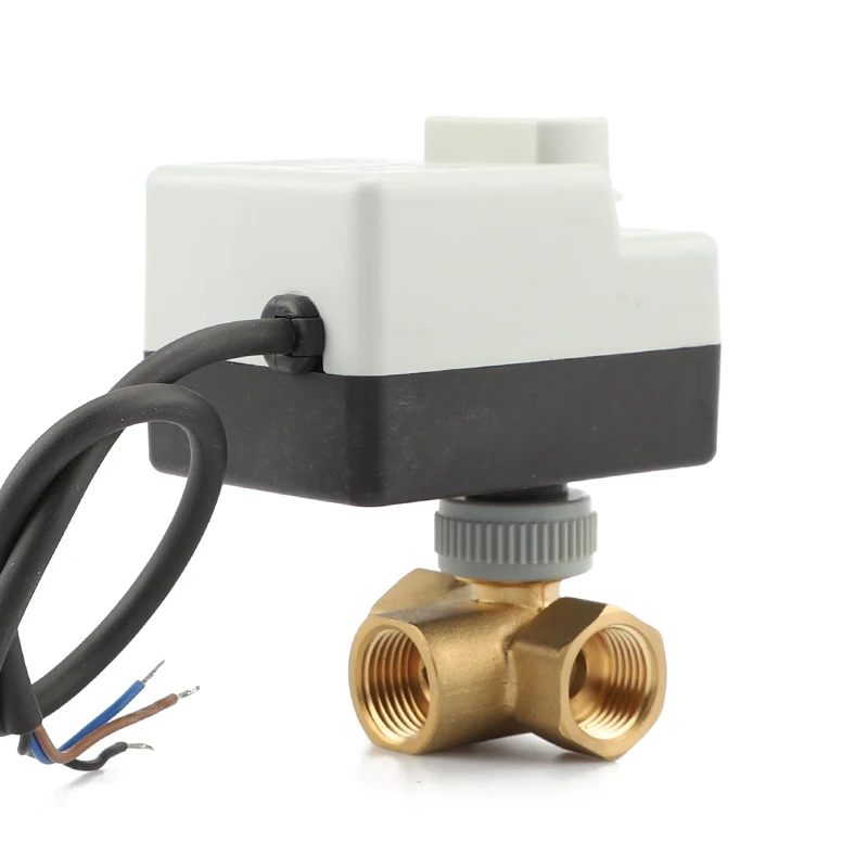 3 Way Motorized Valve Brass Ss304 Mini Electric Actuator Water Control Valve 24v 110v 220v DN15 DN20 DN25