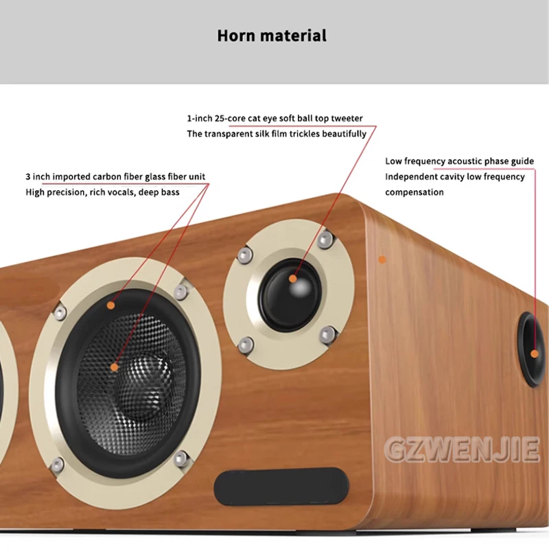 Drewniany telefon komórkowy Hi-Fi o dużej mocy 90 W Komputer do salonu Telewizor K-song Samochód Dom Biuro Subwoofer stacjonarny Aktywne głośniki BT